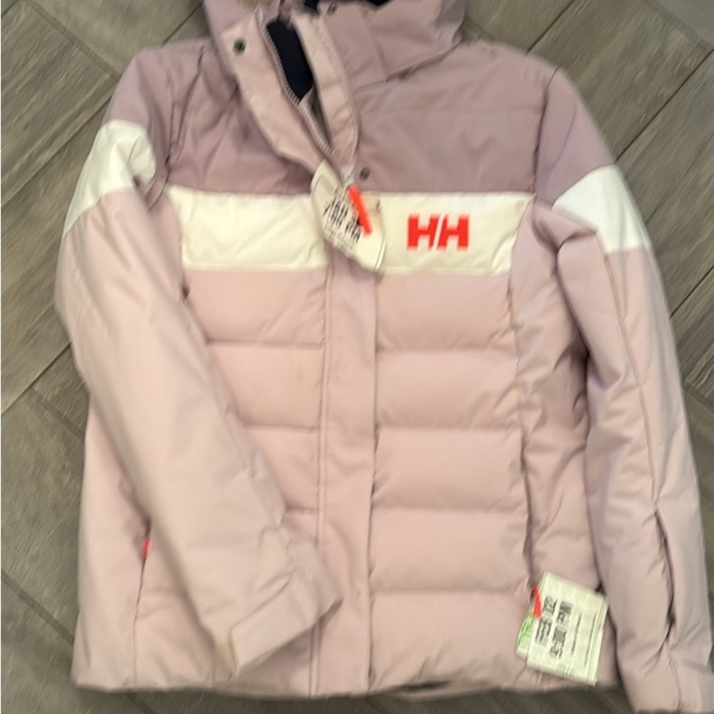Helly Hansen Lilac Puffer Jacket with White Chest Stripe